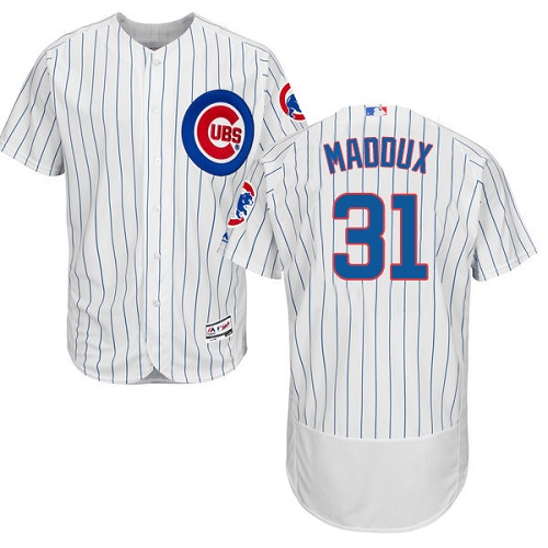 Men's Majestic Chicago Cubs #31 Greg Maddux Authentic White Home Cool Base MLB Jersey