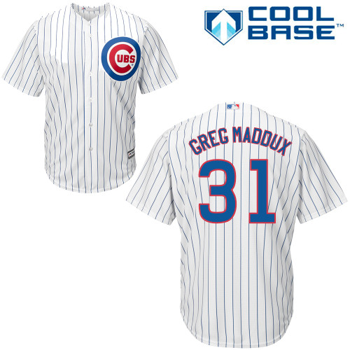 Men's Majestic Chicago Cubs #31 Greg Maddux Replica White Home Cool Base MLB Jersey