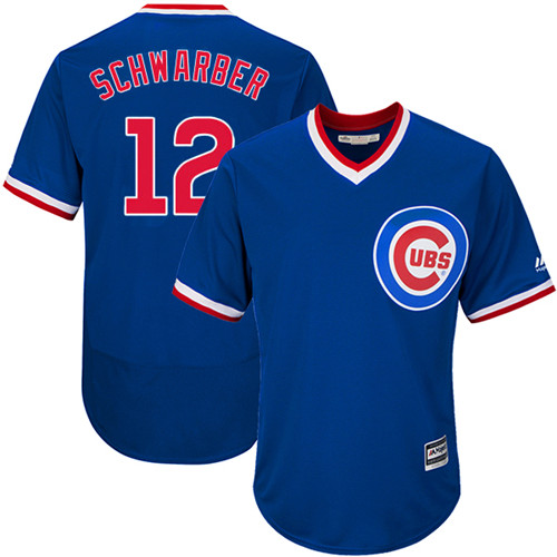 Men's Majestic Chicago Cubs #12 Kyle Schwarber Replica Royal Blue Cooperstown Cool Base MLB Jersey