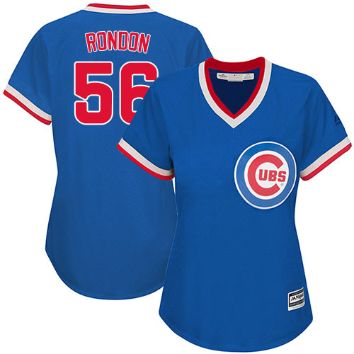 Women's Majestic Chicago Cubs #56 Hector Rondon Replica Royal Blue Cooperstown MLB Jersey