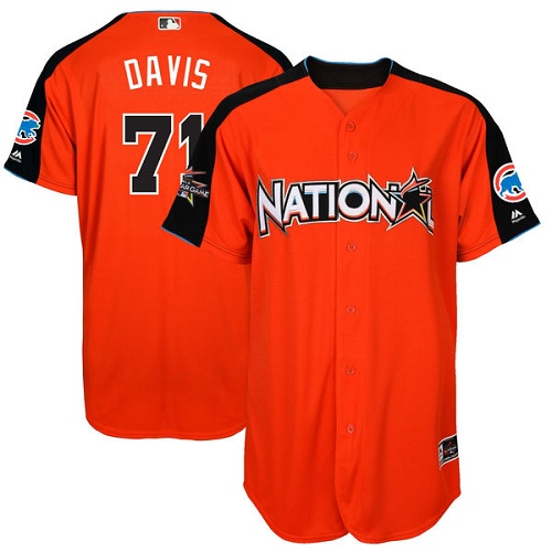 Men's Majestic Chicago Cubs #71 Wade Davis Authentic Orange National League 2017 MLB All-Star MLB Jersey