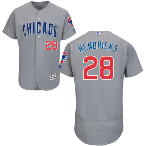 Men's Majestic Chicago Cubs #28 Kyle Hendricks Grey Road Flexbase Authentic Collection MLB Jersey