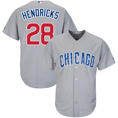 Youth Majestic Chicago Cubs #28 Kyle Hendricks Replica Grey Road Cool Base MLB Jersey