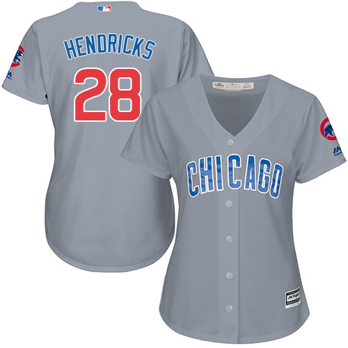 Women's Majestic Chicago Cubs #28 Kyle Hendricks Authentic Grey Road MLB Jersey