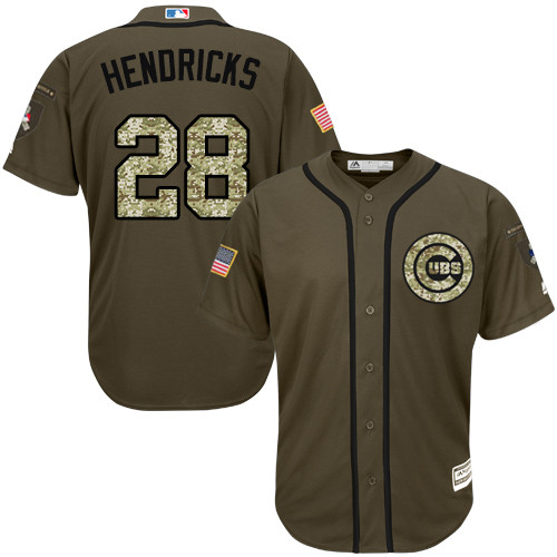 Men's Majestic Chicago Cubs #28 Kyle Hendricks Replica Green Salute to Service MLB Jersey