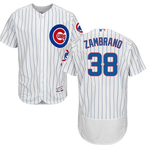 Men's Majestic Chicago Cubs #38 Carlos Zambrano Authentic White Home Cool Base MLB Jersey