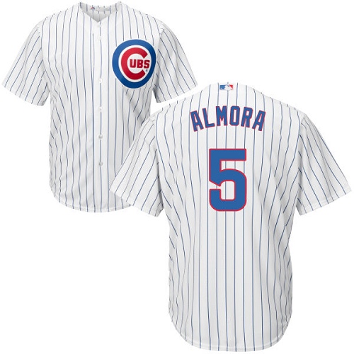 Men's Majestic Chicago Cubs #5 Albert Almora Jr Replica White Home Cool Base MLB Jersey
