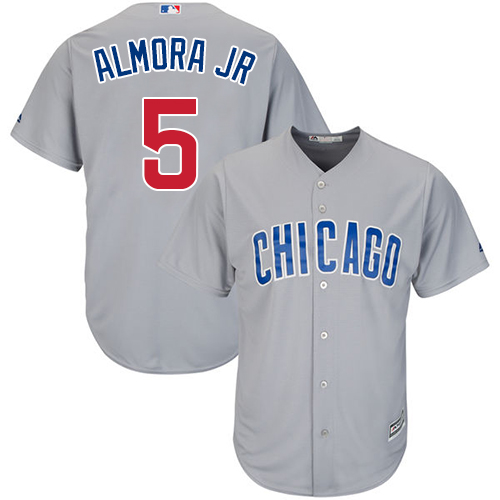 Men's Majestic Chicago Cubs #5 Albert Almora Jr Replica Grey Road Cool Base MLB Jersey