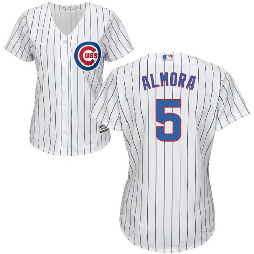 Women's Majestic Chicago Cubs #5 Albert Almora Jr Replica White Home Cool Base MLB Jersey