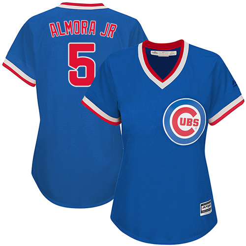 Women's Majestic Chicago Cubs #5 Albert Almora Jr Authentic Royal Blue Cooperstown MLB Jersey