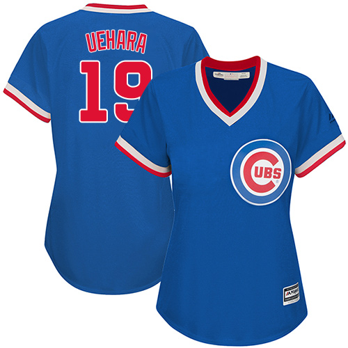 Women's Majestic Chicago Cubs #19 Koji Uehara Authentic Royal Blue Cooperstown MLB Jersey
