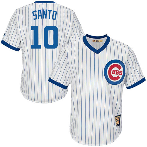 Men's Majestic Chicago Cubs #10 Ron Santo Authentic White Home Cooperstown MLB Jersey