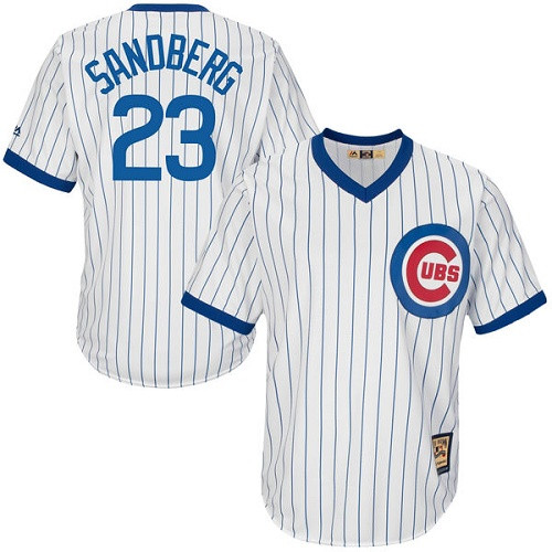 Men's Majestic Chicago Cubs #23 Ryne Sandberg Authentic White Home Cooperstown MLB Jersey