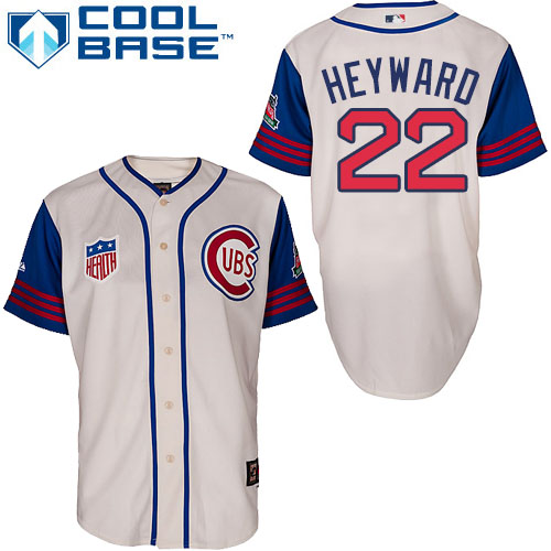 Men's Majestic Chicago Cubs #22 Jason Heyward Authentic Cream/Blue 1942 Turn Back The Clock MLB Jersey