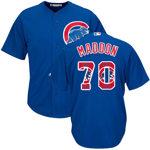 Men's Majestic Chicago Cubs #70 Joe Maddon Authentic Royal Blue Team Logo Fashion Cool Base MLB Jersey