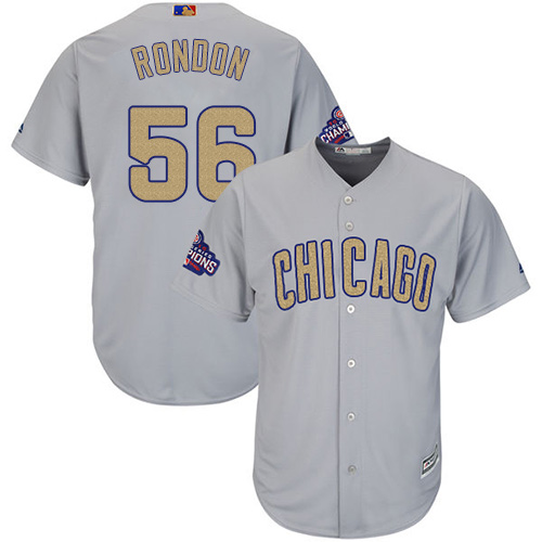 Women's Majestic Chicago Cubs #56 Hector Rondon Authentic Gray 2017 Gold Champion MLB Jersey