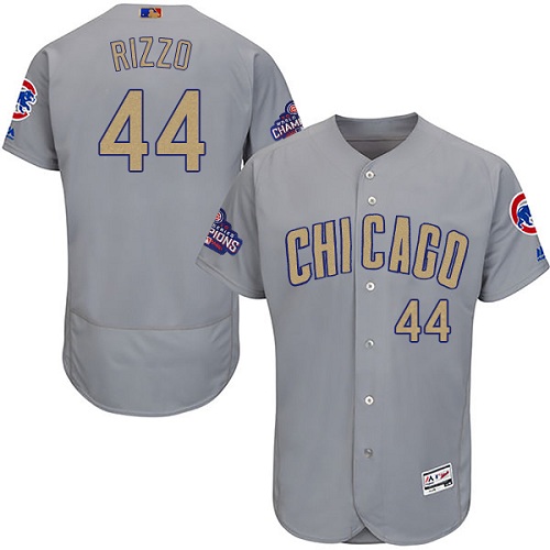Men's Majestic Chicago Cubs #44 Anthony Rizzo Authentic Gray 2017 Gold Champion Flex Base MLB Jersey