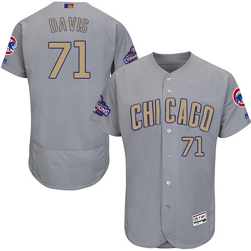 Men's Majestic Chicago Cubs #71 Wade Davis Gray 2017 Gold Champion Flexbase Authentic Collection MLB Jersey