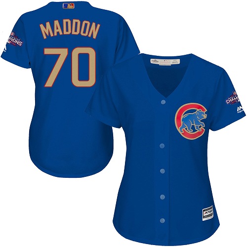 Women's Majestic Chicago Cubs #70 Joe Maddon Authentic Royal Blue 2017 Gold Champion MLB Jersey