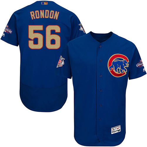 Men's Majestic Chicago Cubs #56 Hector Rondon Authentic Royal Blue 2017 Gold Champion Flex Base MLB Jersey