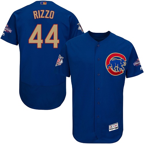 Men's Majestic Chicago Cubs #44 Anthony Rizzo Authentic Royal Blue 2017 Gold Champion Flex Base MLB Jersey