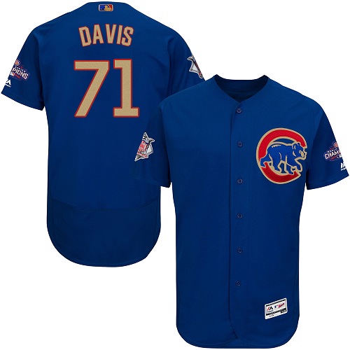 Men's Majestic Chicago Cubs #71 Wade Davis Royal Blue 2017 Gold Champion Flexbase Authentic Collection MLB Jersey