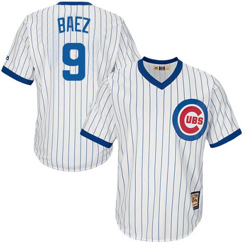 Men's Majestic Chicago Cubs #9 Javier Baez Authentic White Home Cooperstown MLB Jersey