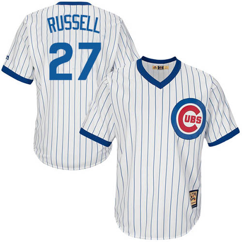 Men's Majestic Chicago Cubs #27 Addison Russell Replica White Home Cooperstown MLB Jersey