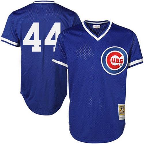 Men's Majestic Chicago Cubs #44 Anthony Rizzo Replica Royal Blue Throwback MLB Jersey