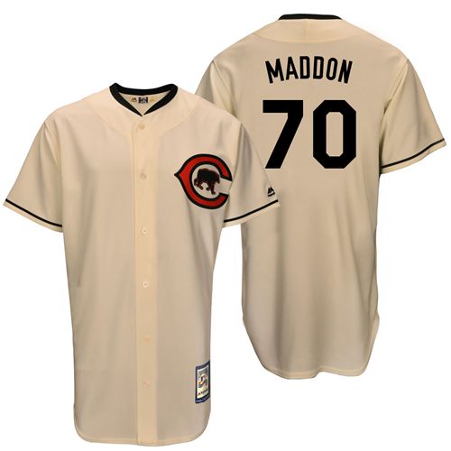 Men's Majestic Chicago Cubs #70 Joe Maddon Authentic Cream Cooperstown Throwback MLB Jersey