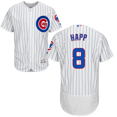 Men's Majestic Chicago Cubs #8 Ian Happ White Home Flexbase Authentic Collection MLB Jersey