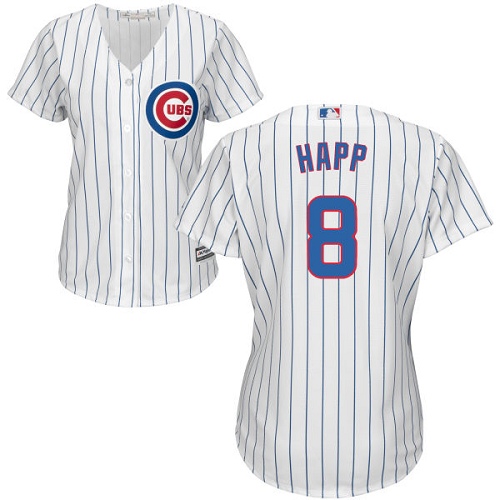 Women's Majestic Chicago Cubs #8 Ian Happ Replica White Home Cool Base MLB Jersey
