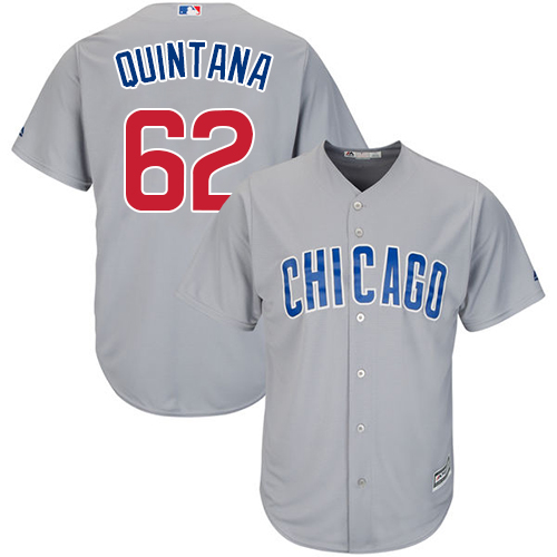 Youth Majestic Chicago Cubs #62 Jose Quintana Replica Grey Road Cool Base MLB Jersey