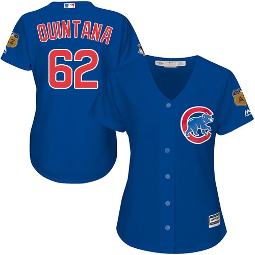 Women's Majestic Chicago Cubs #62 Jose Quintana Authentic Royal Blue Alternate MLB Jersey