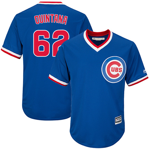Men's Majestic Chicago Cubs #62 Jose Quintana Replica Royal Blue Cooperstown Cool Base MLB Jersey