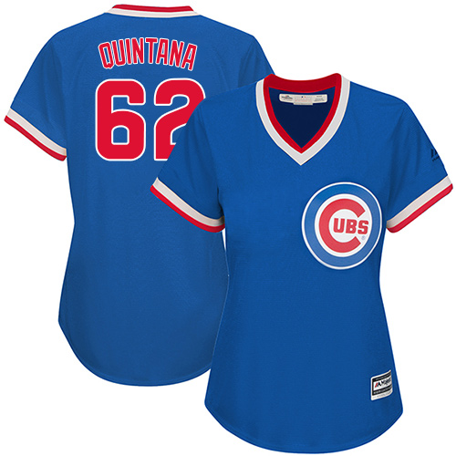Women's Majestic Chicago Cubs #62 Jose Quintana Replica Royal Blue Cooperstown MLB Jersey