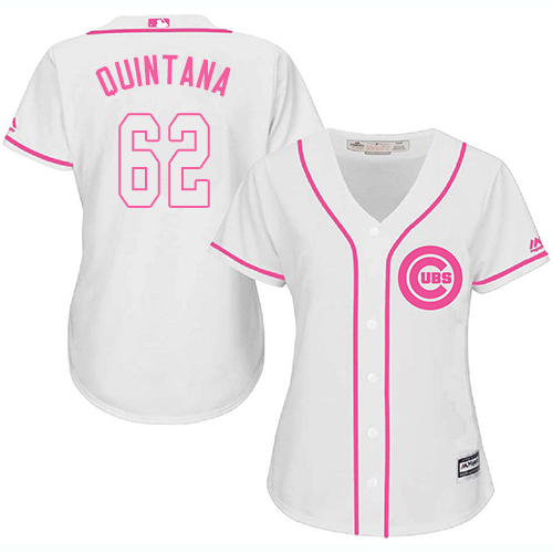 Women's Majestic Chicago Cubs #62 Jose Quintana Replica White Fashion MLB Jersey