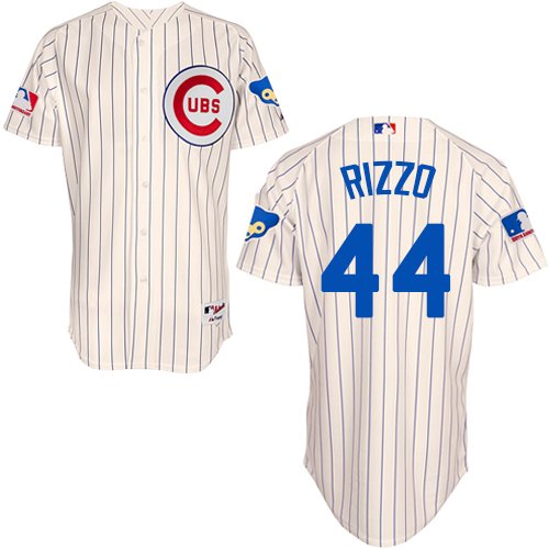 Men's Majestic Chicago Cubs #44 Anthony Rizzo Authentic Cream 1969 Turn Back The Clock MLB Jersey