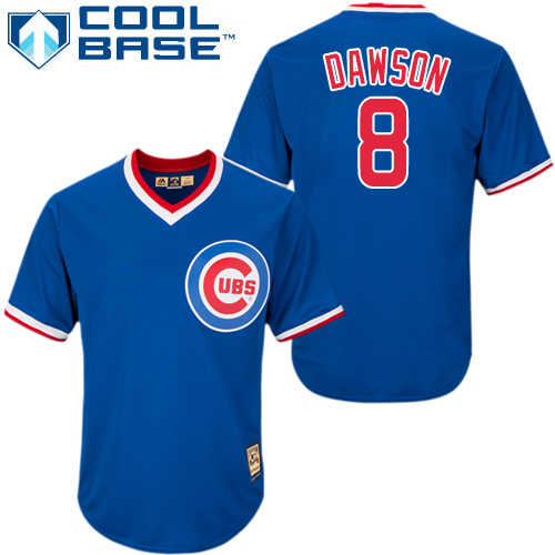 Men's Majestic Chicago Cubs #8 Andre Dawson Replica Royal Blue Cooperstown MLB Jersey