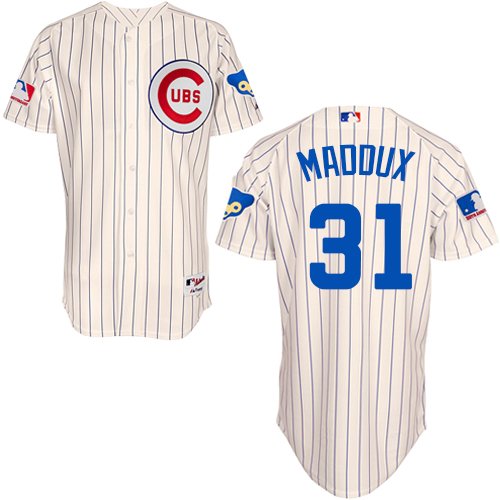 Men's Majestic Chicago Cubs #31 Greg Maddux Authentic Cream 1969 Turn Back The Clock MLB Jersey
