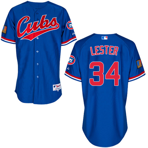 Men's Majestic Chicago Cubs #34 Jon Lester Replica Royal Blue 1994 Turn Back The Clock MLB Jersey