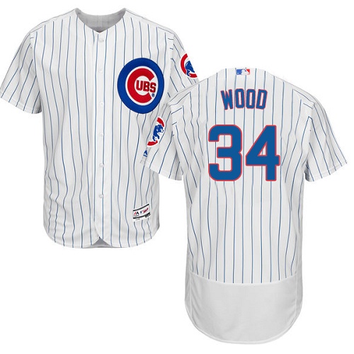 Men's Majestic Chicago Cubs #34 Kerry Wood Authentic White Home Cool Base MLB Jersey