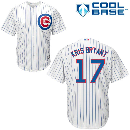Men's Majestic Chicago Cubs #17 Kris Bryant Replica White Home Cool Base MLB Jersey