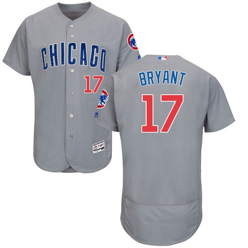 Men's Majestic Chicago Cubs #17 Kris Bryant Authentic Grey Road Cool Base MLB Jersey