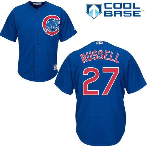 Men's Majestic Chicago Cubs #27 Addison Russell Replica Royal Blue Alternate Cool Base MLB Jersey