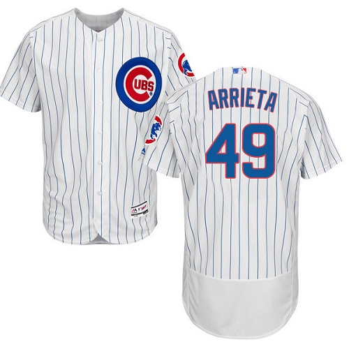 Men's Majestic Chicago Cubs #49 Jake Arrieta Authentic White Home Cool Base MLB Jersey