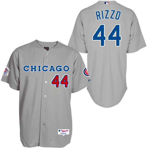 Men's Majestic Chicago Cubs #44 Anthony Rizzo Authentic Grey 1990 Turn Back The Clock MLB Jersey