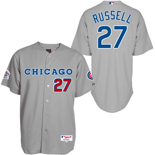 Men's Majestic Chicago Cubs #27 Addison Russell Authentic Grey 1990 Turn Back The Clock MLB Jersey