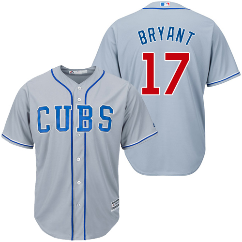 Women's Majestic Chicago Cubs #17 Kris Bryant Authentic Grey Alternate Road MLB Jersey