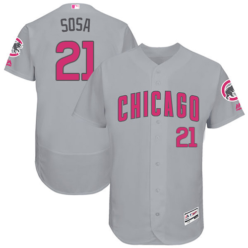 Men's Majestic Chicago Cubs #21 Sammy Sosa Grey Mother's Day Flexbase Authentic Collection MLB Jersey
